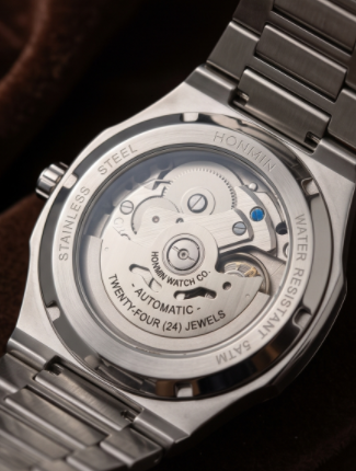 HONMIN Dark Grey Textured Dial Stainless Steel Watch