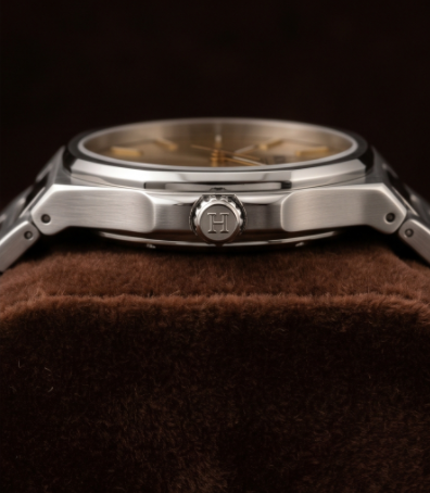 HONMIN Champagne Gold Textured Dial Stainless Steel Watch