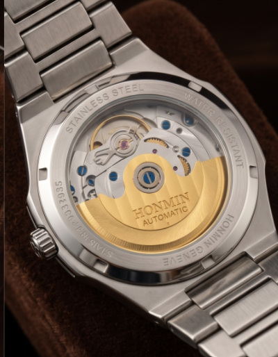 HONMIN Champagne Gold Textured Dial Stainless Steel Watch