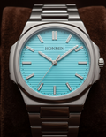 HONMIN Turquoise Blue Textured Dial Stainless Steel Watch