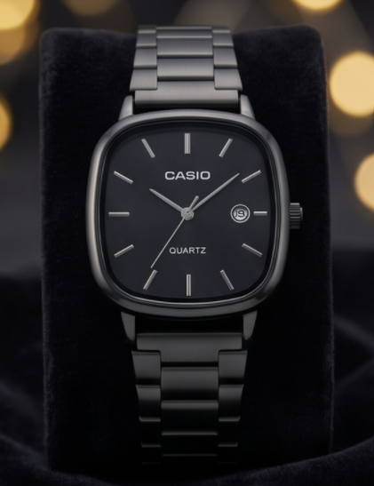 CASIO Onyx Minimalist Cushion Quartz